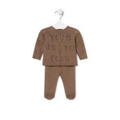Knitted baby set in Tricot TOUS logo beige
