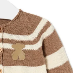 Knitted baby set in Tricot stripy beige