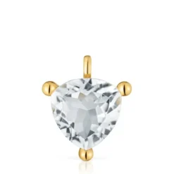 18kt gold plating over silver and rock crystal quartz Pendant Color White