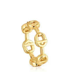 18kt gold plating over silver logo Ring TOUS MANIFESTO
