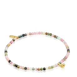 18kt gold plating over silver elastic Bracelet with tourmalines TOUS Bold Bear