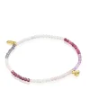 18kt gold plating over silver elastic Bracelet with rose gemstones TOUS Bold Bear