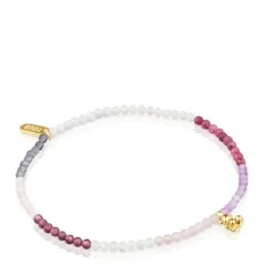 18kt gold plating over silver elastic Bracelet with rose gemstones TOUS Bold Bear