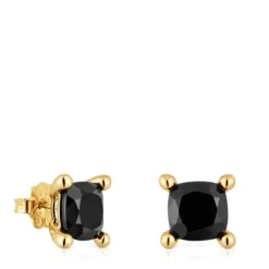 18kt gold plating over silver and onyx Earrings Color Black