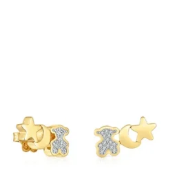 18kt gold plating over silver Climber earrings with diamonds TOUS 1950