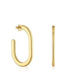 18kt gold plating over silver long Hoop earrings Line