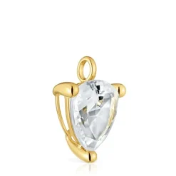 18kt gold plating over silver and rock crystal quartz Pendant Color White