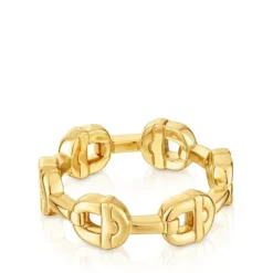 18kt gold plating over silver logo Ring TOUS MANIFESTO