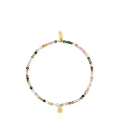 18kt gold plating over silver elastic Bracelet with tourmalines TOUS Bold Bear