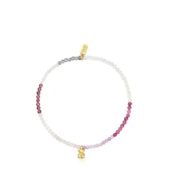 18kt gold plating over silver elastic Bracelet with rose gemstones TOUS Bold Bear