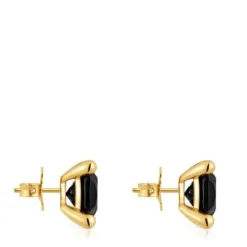 18kt gold plating over silver and onyx Earrings Color Black