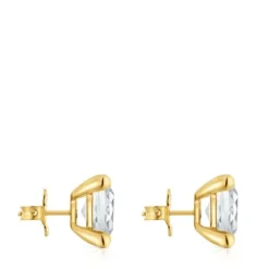 18kt gold plating over silver and rock crystal quartz Earrings Color White