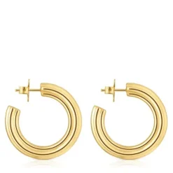 18kt gold plating over silver long Hoop earrings with flower motif TOUS 1950