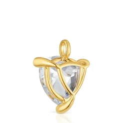 18kt gold plating over silver and rock crystal quartz Pendant Color White