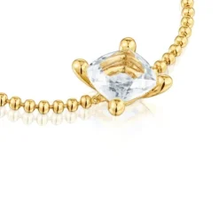 18kt gold plating over silver and rock crystal quartz detail chain Bracelet Color White