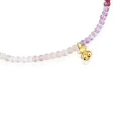 18kt gold plating over silver elastic Bracelet with rose gemstones TOUS Bold Bear