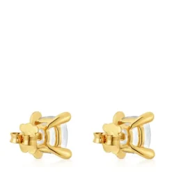 18kt gold plating over silver and rock crystal quartz Earrings Color White