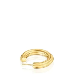18kt gold plating over silver long Hoop earrings with flower motif TOUS 1950
