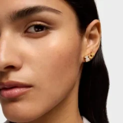 18kt gold plating over silver Climber earrings with diamonds TOUS 1950