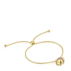 18kt gold-plated silver heart Chain bracelet with rhodolite Lligat