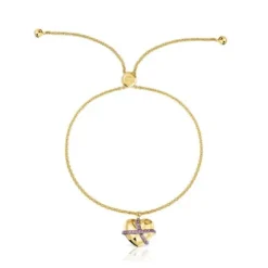 18kt gold-plated silver heart Chain bracelet with rhodolite Lligat