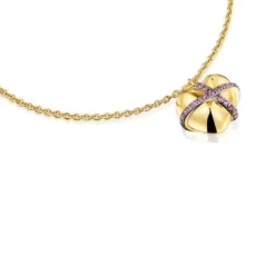 18kt gold-plated silver heart Chain bracelet with rhodolite Lligat