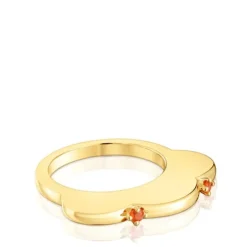 Large flower Ring with 18kt gold plating over silver and carnelian My Other Half