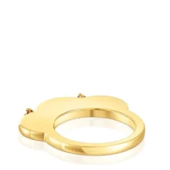 Large flower Ring with 18kt gold plating over silver and carnelian My Other Half