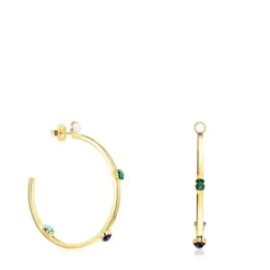 Large Glory Earrings in Silver Vermeil with Gemstones