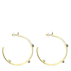 Large Glory Earrings in Silver Vermeil with Gemstones