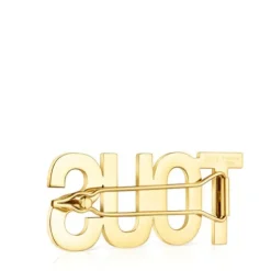 Large gold colored IPG steel Clip Logo