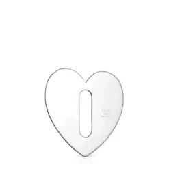 Large Hold Metal Silver Heart Pendant