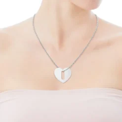 Large Hold Metal Silver Heart Pendant