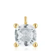 Large 18kt gold plating over silver and rock crystal quartz Pendant Color White