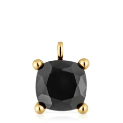 Large 18kt gold plating over silver and onyx Pendant Color Black