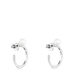 Large Les Classiques Earrings in White Gold with Diamond and Pearl