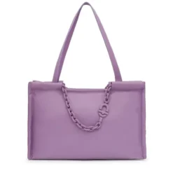 Large lilac-colored leather Shopping bag TOUS MANIFESTO