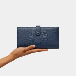 Large navy blue leather Flap wallet TOUS Miranda