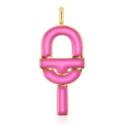 Large Pendant with 18kt gold plating over silver and fuchsia-colored enamel TOUS MANIFESTO