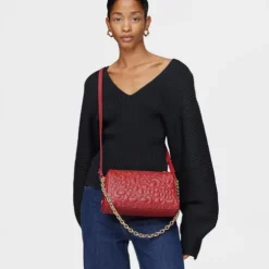 Large red leather Crossbody bag TOUS Greta