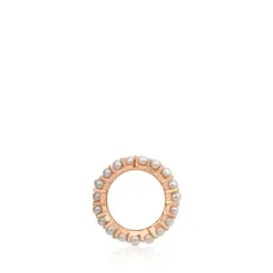 Large Rose Silver Vermeil Shield Pendant with Pearls