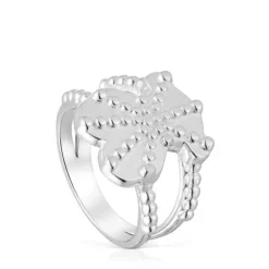Large silver Ring with bear motif TOUS Grain