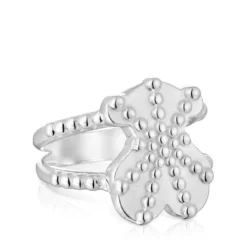 Large silver Ring with bear motif TOUS Grain