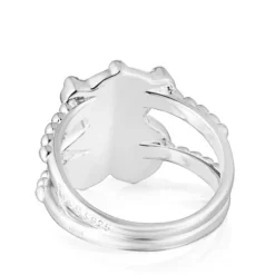 Large silver Ring with bear motif TOUS Grain