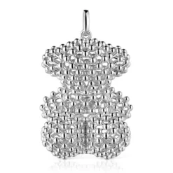 Large silver texturized bear Pendant Bold Bear