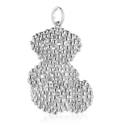 Large silver texturized bear Pendant Bold Bear