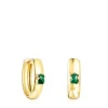 Large Silver Vermeil and Malachite Icon Color Earrings