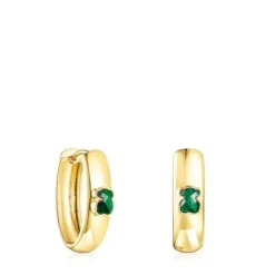 Large Silver Vermeil and Malachite Icon Color Earrings