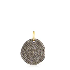 Large Silver Vermeil Nenufar Pendant with Diamonds