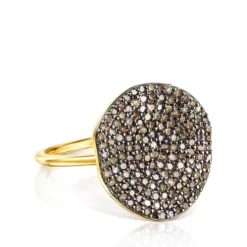 Large Silver Vermeil Nenufar Ring with Diamonds